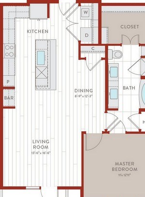 Aura Bluffview Apartments A16 1 Floor Plan Aura Bluffview Apartments A16 1 Floor Plan
